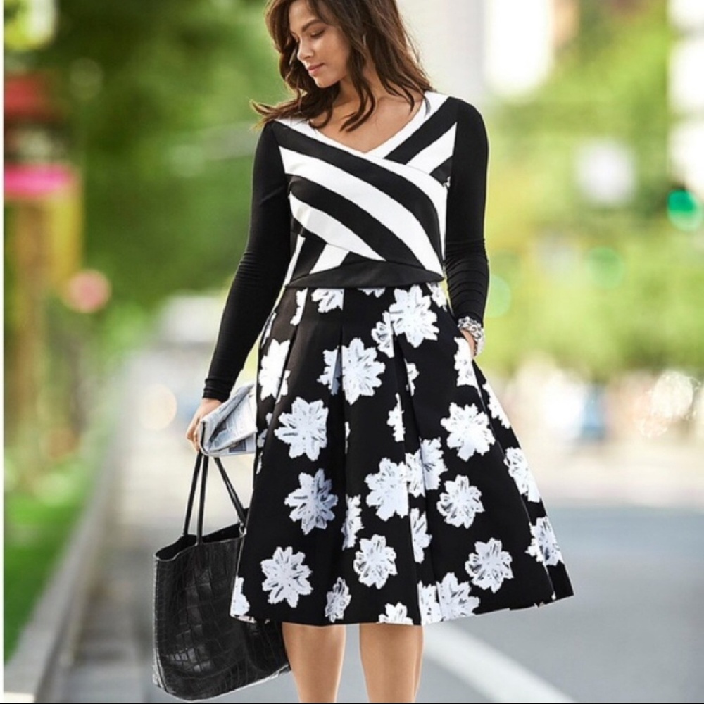 Lane Bryant floral box pleat midi skirt